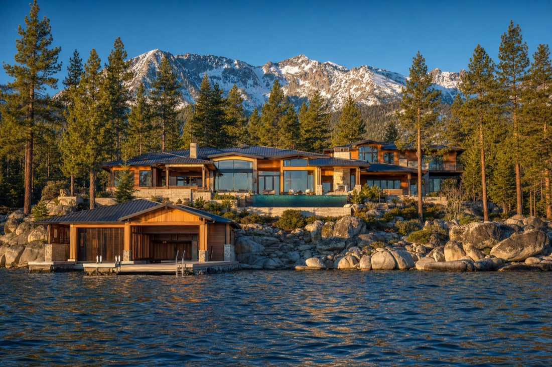 Lakefront estate with pier on Nevada-side Lake Tahoe